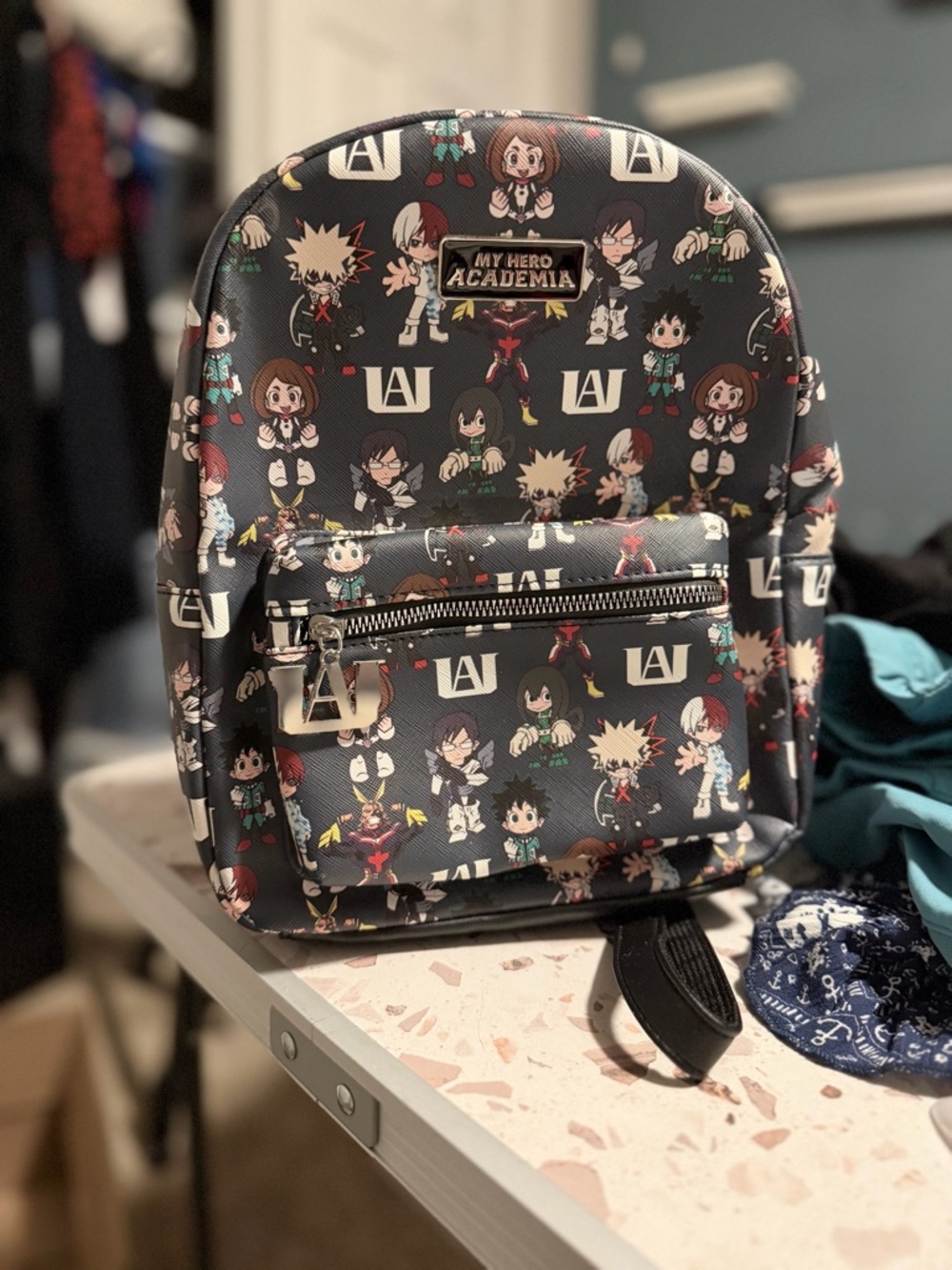My Hero Academia Mini Backpack - Black Chibi Character Print